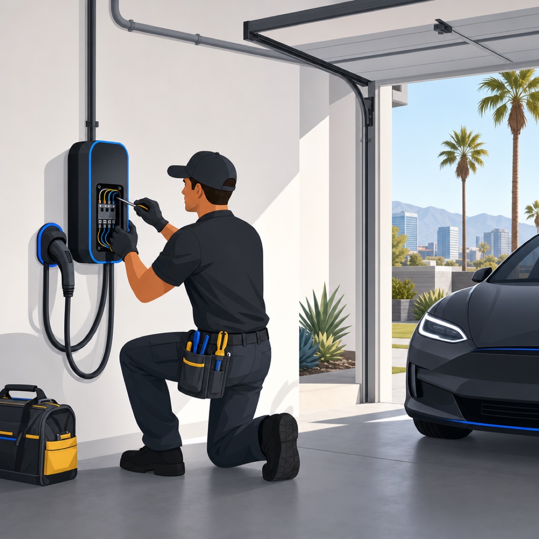 Home EV electric vehicle charging station installation